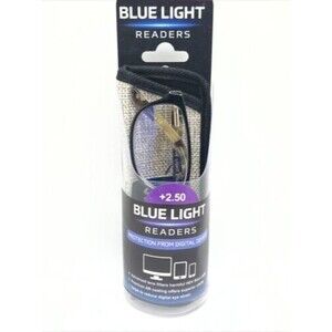SAV Blue Light Reading Glasses +2.50 Magnification Computer Readers with Case